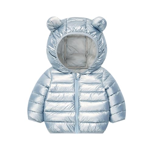 Kids Metallic Winter Puffer Jacket with Hood Toddler Light Down Coat Cute Bear Ears Hoodie Zip Up Padded Outerwear - Main Image