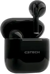 Fone de Ouvido Intra C3Tech EP-TWS-21BK Preto Conexão Bluetooth 5.1, Intra-Auricular, In-Ear, True Wireless Stereo, Microfone Integrado Omnidirecional, Ajuste de Volume, Função Touch