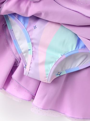 Image of Disney Frozen Elsa Princess Stitch Minnie Girls Ballet Leotards Ruffle Sleeve Shiny Leotard Dance Dress Ballerina Outfit 2-9Y