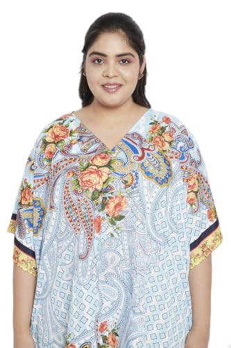 Image of Oussum Short Caftans for Women Plus Size Kaftan Tunic Tops Polyester Summer Beach Clothing Mini Cover Ups Dress for Ladies