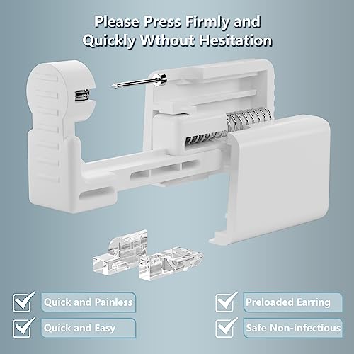 ear piercing kit anzero 2 pcs disposable ear piercing gun with preloaded ear stud at home self ear piercing gun kit - 5mm earrings stud