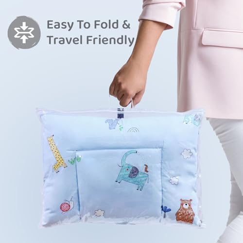 Image of R for Rabbit Snuggy Cozy Baby Bedding Set, 100% Cotton Portable Mattress Set, Travel-Friendly Soft Toddler Bed 60x85 cm, Set of 3 Pieces (Sky Blue)