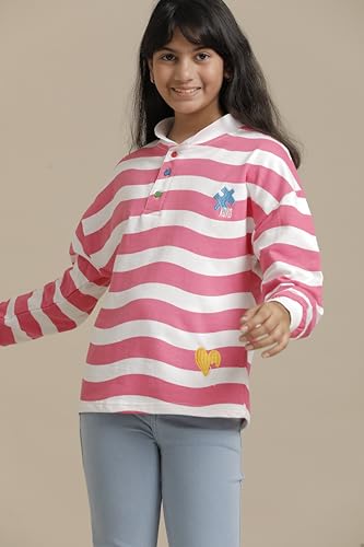 Image of Under Fourteen Only Girls Cotton Tops Collection - Round Neck, Crop Top, Full & Half Sleeve, Drop Shoulder, Ruffle Sleeve, Graphic Printed, Embroidered & Slub Knit Styles