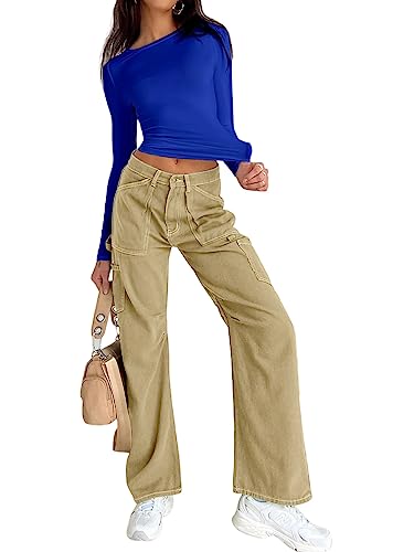 Image of Dwnval Womens Classic Short Sleeve Summer TOS Crew Neck Slim Fit Crop T Shirt