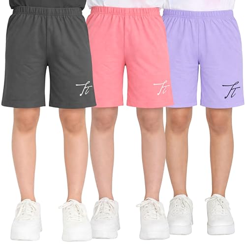 Image of TotzTouch Shorts for Kids Girls Pack of 3 | Summer Cotton Shorts| Kids Casual Cycling Shorts