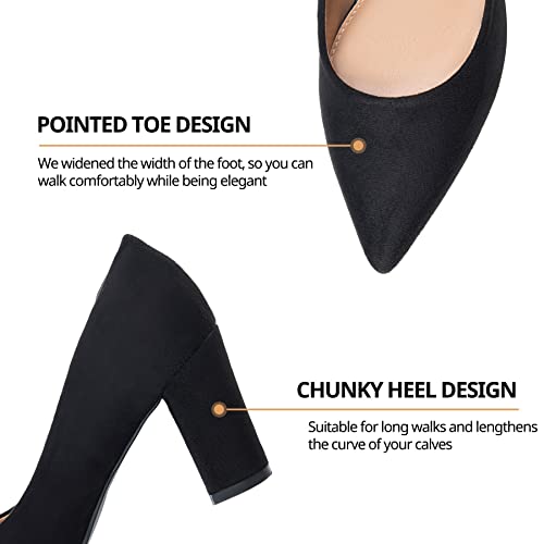 Heel The World Women's High Chunky Block Closed Toe Heels,Slip On Pointed Toe Work Dress Office Wedding Party Pumps Shoes3