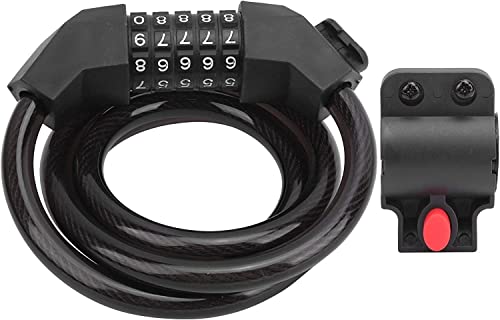 ZECHAO Bike Lock,5 Digital Codes Resettable Password Security Anti-Theft Lock for Cycling Security Bike Outdoor Equipments Anti-Theft Lock (Color : Black, Size : 120cm)