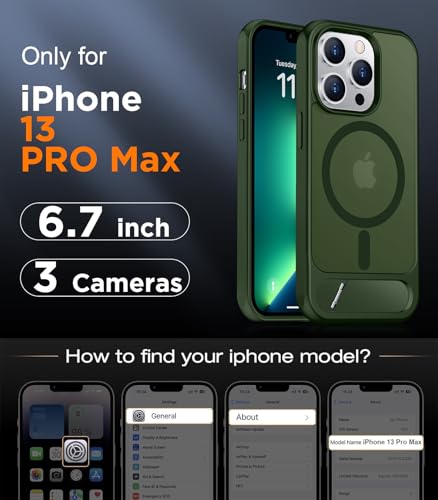 Image of Magnetic Compatible with iPhone 13 Pro Max Case, [Built-in Invisible Kickstand][Compatible with MagSafe][Military Grade Shockproof] Slim Translucent Matte Phone Case for iPhone 13 Pro Max 6.7 inch