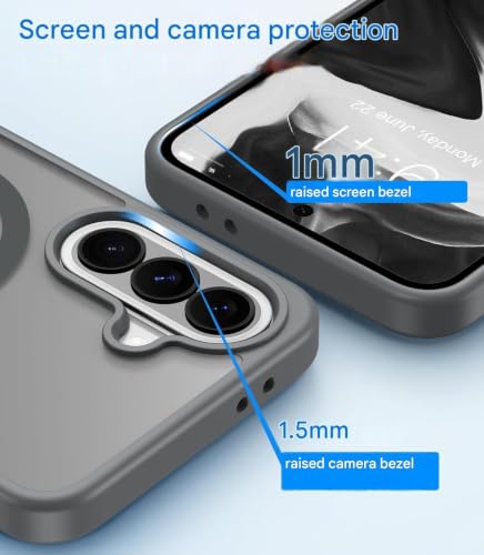 Image of Elzzi Magnetic Guard Case for Samsung Galaxy A57 5G [MagSafe Compatible] Translucent Matte Hard PC + TPU Hybrid Slim Shockproof Anti-Scratch Protective Cover, Grey