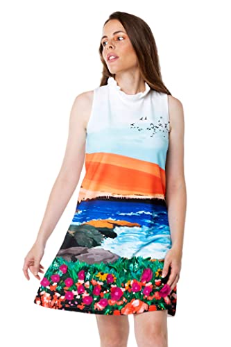 Mamatayoe Chiaroscuro Vestido para Mujer, Estampado con Lazada en la Espalda