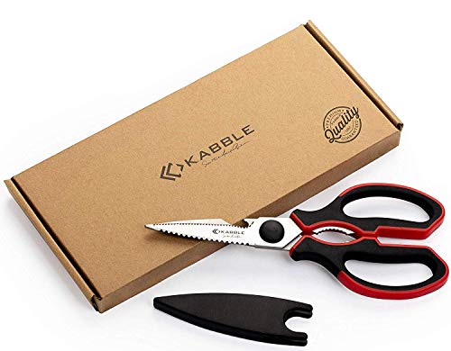 Premium Heavy Duty Kitchen Shears, Multifunction Kitchen Scissors, Latest and Smart Designed, As Sharp As Any Knife, Black-Red (Heavy Duty Kitchen Shears)