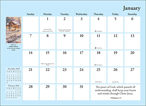 Thomas Kinkade Studios 12-Month 2024 Monthly Pocket Planner Calendar with Scripture, 6.5"W x 4.5"H - Image 3