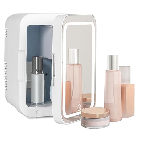 ARTETHYS Mini Fridge for Bedrooms 4L Skincare Beauty Fridge with LED Mirror Compact Car Fridge for...