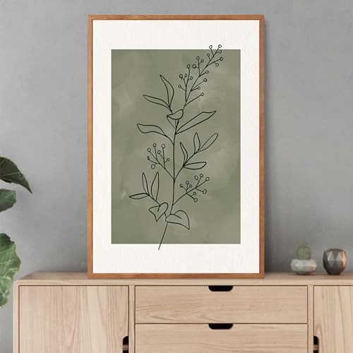 CHDITB Sage Green Botanical Framed Canvas Wall Art Set, Nature Line Art Wall Decor, Neutral Minimalist Floral Artwork, Boho Greenery Plant Flower Art Prints for Living Room, Bedroom, Office 24"x36"x3 by CHDITB - Used condition - Image 5