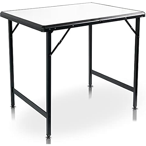 CampAir Aluminium Folding Camping Table, White, Medium Size 80 x 60 x 71 cm Cover