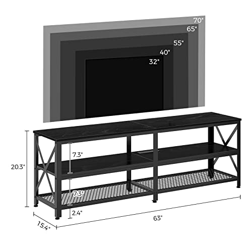 Rolanstar Tv Stand With Led Lights & Power Outlets For 32/40/45/55/60/65/70 Inch Tvs, Entertainment Center With Open Storage, Tv Table, 3-Tier Television Stands For Living Room, Black #TOP6
