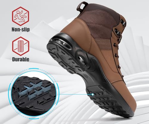 Image of LARNMERN Steel Toe Work Boots Men Water Resistan Shoes | Safety Toe High Top Sneaker Side Zipper Industrail Boot Hiking Tactical Shoe