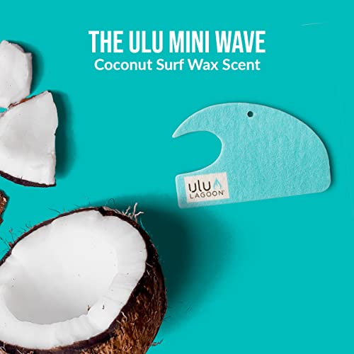 Image of ulu Lagoon Hanging Car Air Freshener | Tropical Beach Coconut Surf Wax Scent Mini Wave | Long Lasting Car Freshener, Closet and Beyond | Made In USA | 3 Pack (Blue)