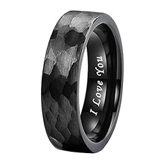6mm Black I Love You Engraved