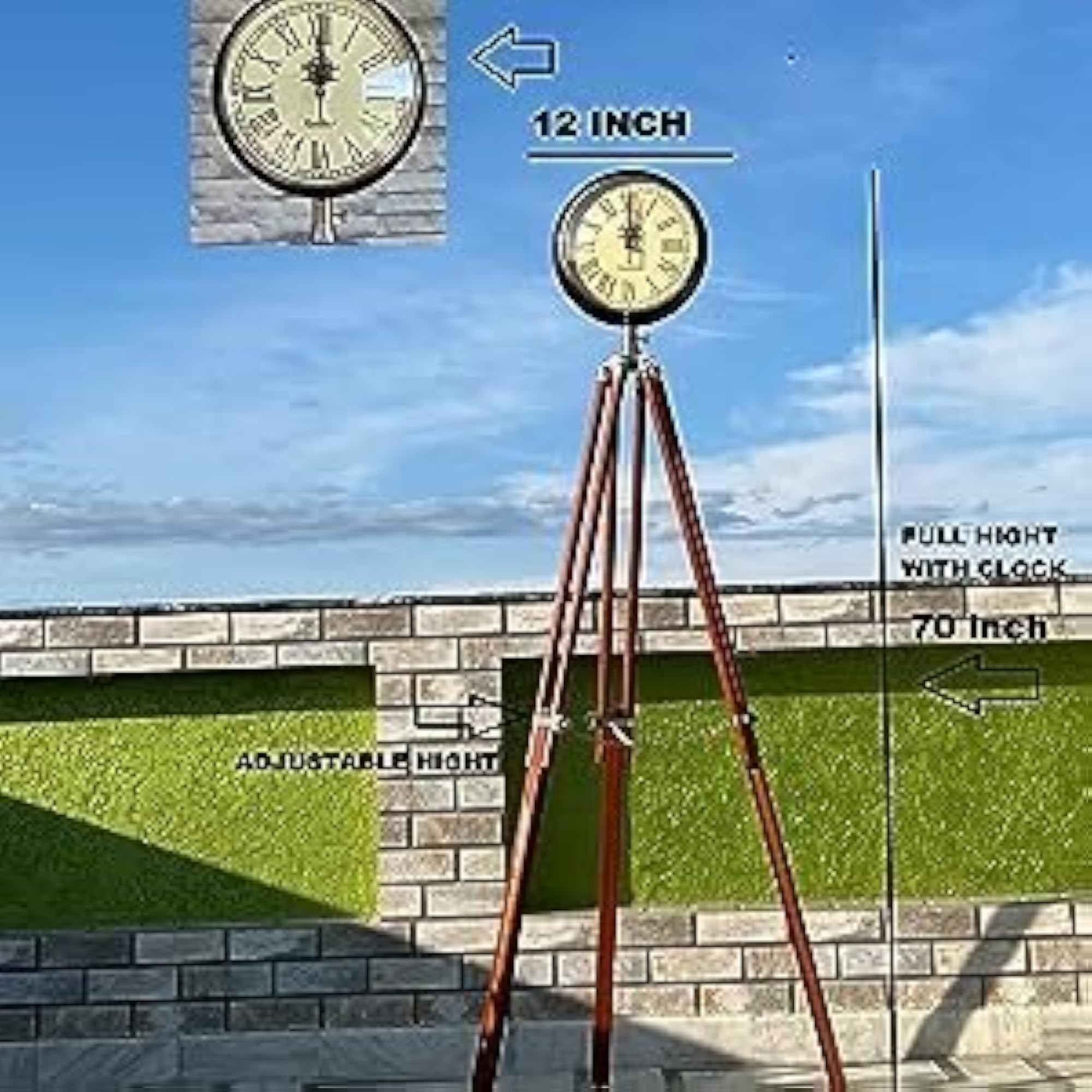 Nautical Decor Brown Wood Grandfather Style Floor Clock