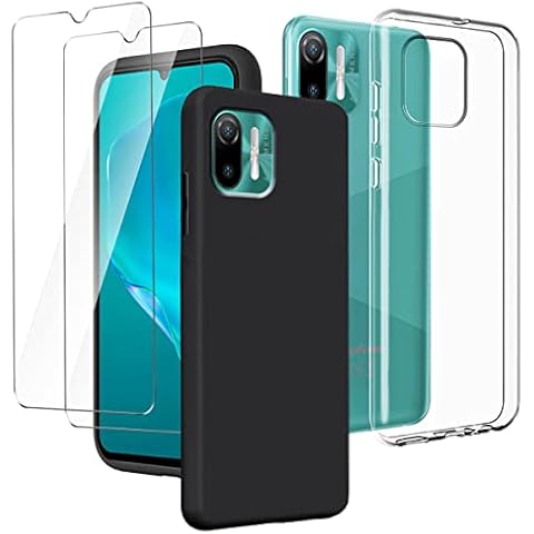 LYZXMY Case for Ulefone Note 6 / Ulefone Note 6P Transparent + Black Cover + [2 Pieces] Tempered Film Glass Screen Protector - Silicone Soft TPU Cover Shell for Ulefone Note 6 (6.1") Cover