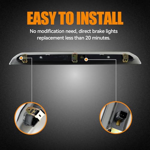 Image of Third 3rd Brake Light LED for 2013-2018 Ford Escape, High Mount Rear Brake Lights Assembly for 13-18 Escape, Waterproof Center Cab Lamp Stop Light (Red)