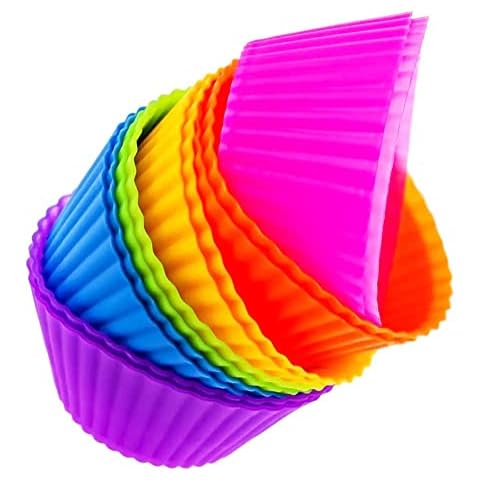 Cupcake Liners - Reusable Silicone Cupcake Baking Cups - Non-Stick Baking Muffins Mold - Use As Lunch Box Dividers - Set of 12 Kitchen Accessories - Great Gift Idea Cover