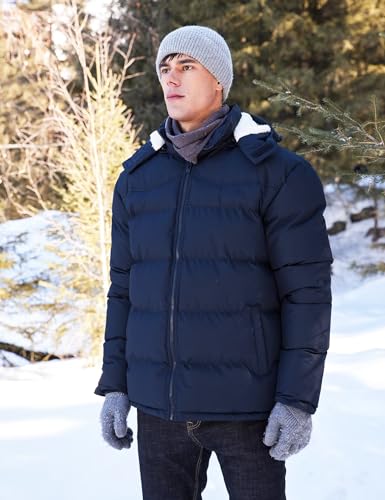BEST SOUTH Men's Hooded Winter Puffer Jacket Fleece Warm Bubble Coat Outerwear Cold Weather2