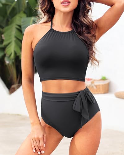 Tempt Me Women High Waisted Bikini Sets - Two Piece Swimsuit High Neck Bathing Suits Tummy Control Swimwear4