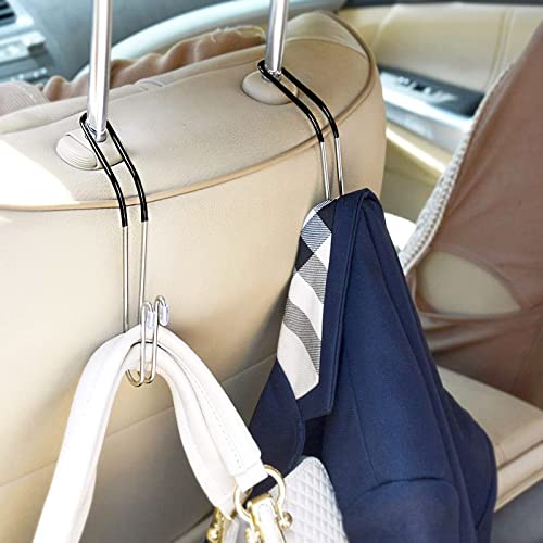 4 Pack Car Headrest Hooks, Seat Hook For Purse And Bag, Metal Vehicle Hook With Non-Slip Rubber Cover #TOP1