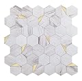 Avant Decor | Peel and Stick Backsplash Tiles | Stick On Wall Tiles for Kitchen and Bathroom | Easy DIY Installation | Stone Composite Small Hexagon | 11.33” x 11.41” | Single Tile | 0.90 sqft