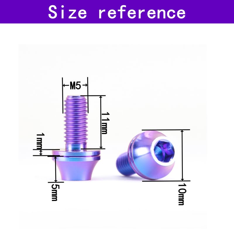 GR5 (Ti-6Al-4V) Titanium Alloy Water Bottle Cage Screws 4-Pack Washer-Proof Screws Bicycle Water Bottle Cage Screws M5 (Burnt Blue, M5x12mm=4pcs)
