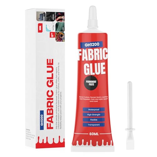 60 ML Fabric Glue Permanent Craft Liquid Stitch Fabric Glue for Patches, Denim, Cotton, Fabric, Lenin &amp; More, Flexible &amp; Machine