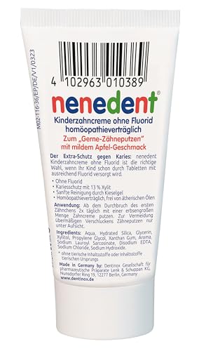 nenedent® Kinderzahncreme ohne Fluorid | Kariesfrei auch ohne Fluorid | für Kinder von 0-6 Jahren | 13% Xylit | 1x50 ml