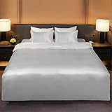 Utukky シルク掛け布団カバー シルク布団カバー 150×210cm 100%天然シルク 掛けふとんカバー 寝具カバー 夏用 冷感 洗える 肌に優しい 寝癖軽減 静電気防止 丸洗い可能 オールシーズン対応 （パールグレー シングル ）