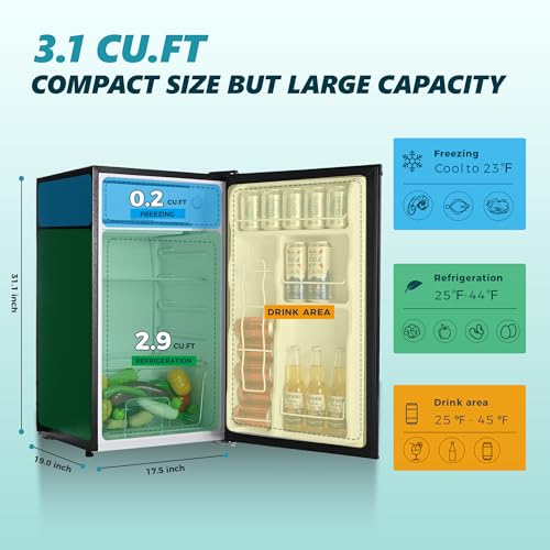 Euhomy RSD-32H 3.1 Cu.Ft Mini Fridge With Freezer, Single Door Compact Refrigerator thumb #1