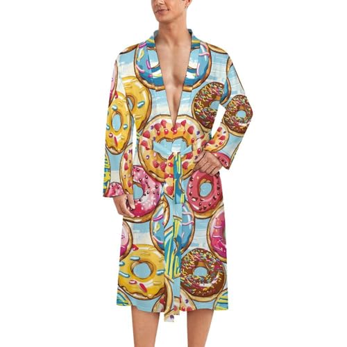 Colorful Doughnuts Funny Men's Robe Soft Lightweight Bathrobe Long-sleeve Spa Robes