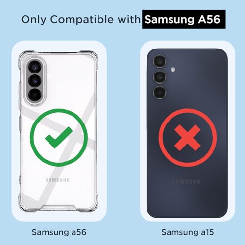 Image of Amazon Basics Back Cover for Samsung Galaxy A56 5G PC + TPU Clear Transparent Raised Edges Shockproof Protective Phone Bumper Case(Transparent)
