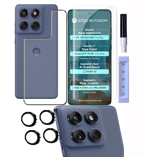 Image of Tempered Glass Screen Protector Compatible for Motorola Edge 60 Fusion 5G| Front And Back Screen Guard With camera lens protector (Combo)