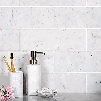 White 4 in. x 12 in. Polished Marble Subway Floor and Wall Sample Tile Having 0.33 sqft Coverage