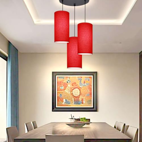 Image of Hanging 3 Lights for Dining Table | Red Hanging Lights for Living Room Set of 3 | Cluster 3 Hanging Light for Ceiling