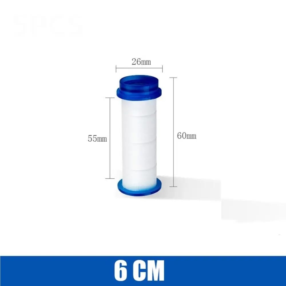 Paquete de 5 cartuchos de filtro de repuesto para cabezal de ducha desmontables, algodón PP de 6 cm para agua limpia y experiencia de ducha mejorada, accesorio ideal para el baño