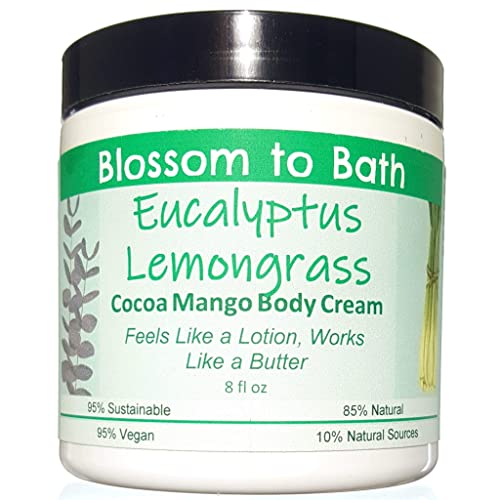 Blossom To Bath FSS-LTCM-EUCLEM-8OZ Eucalyptus Lemongrass Cocoa Mango Body Cream (8 Ounce) - Pure Essential Oil Fragrance - Feels Like A Lotion And Works Like A Butter cover