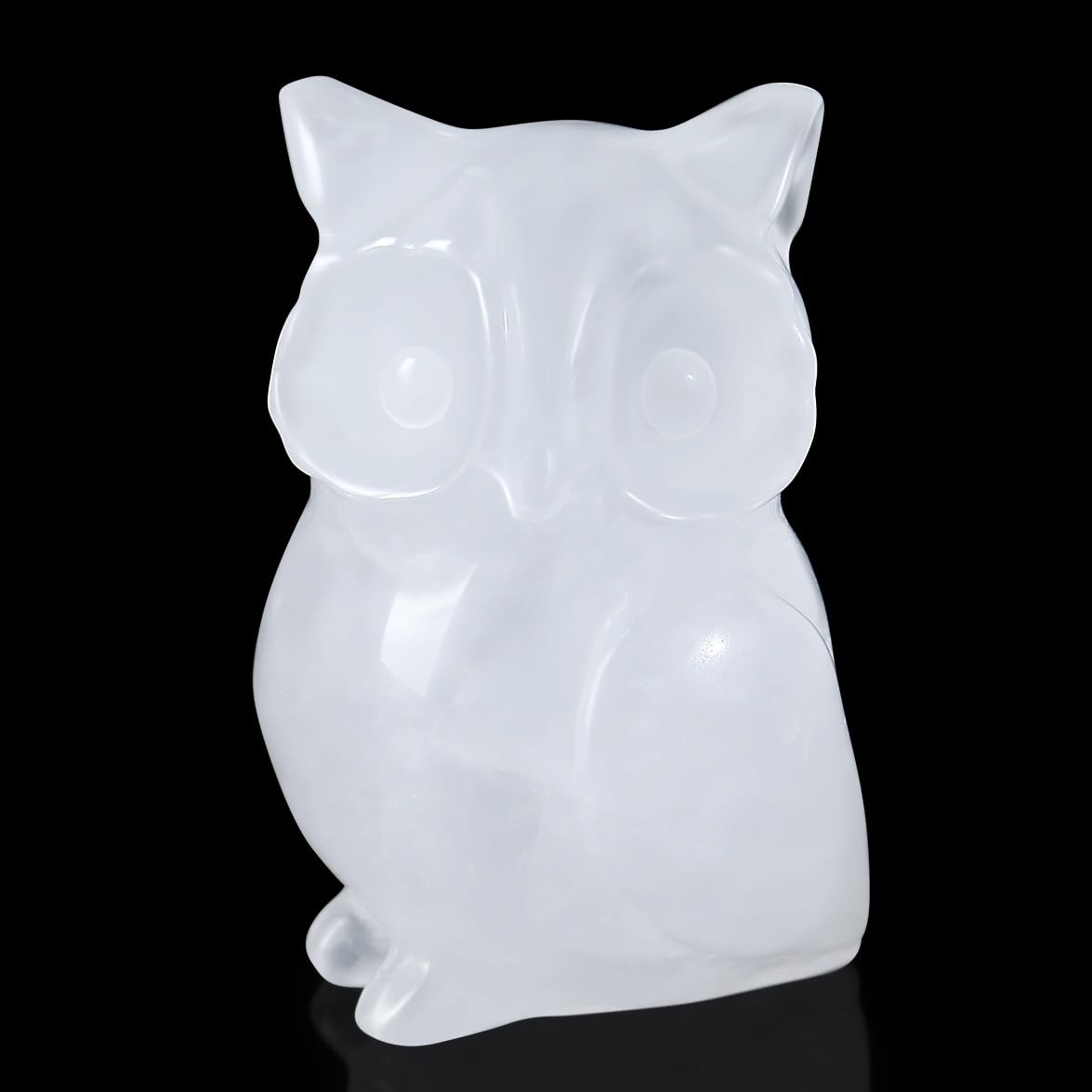 MAIBAOTA 1.5" Owl Ornaments Clear Quartz Crystals Owls White Cute Witchy Gifts for Women Men Owl Figurines Statue for Home Office Table Shelf Decor