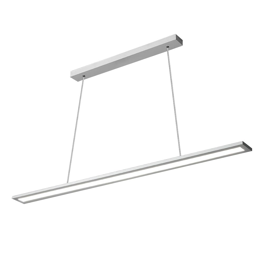 KXEcoLife LED Chandelier Lighting Linear Rectangle Kitchen Island Hanging Fixture 6000K Cold White Contemporary Pendant Ceiling Lamp for Dining Room Living
