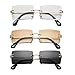 Rectangle Sunglasses for Men/Women Small Rimless Square Shade Eyewear (Tea + White + Black)â€¦