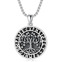 Seiyang Sterling Silver Viking Necklace Norse Jewelry Gift for Men Women with 2mm 22+2 IN Rolo Chain with Gift Box