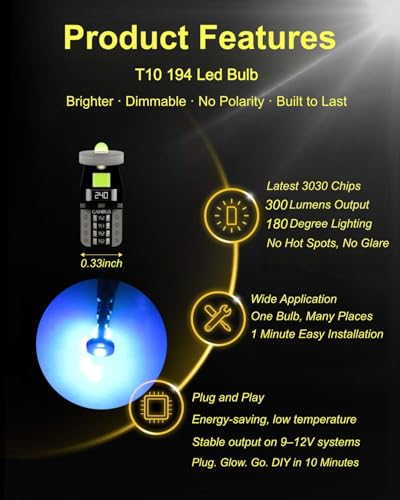 Kit 40 Lámparas LED T5 y T10 Luz Interior Azul Hielo miniatura 3