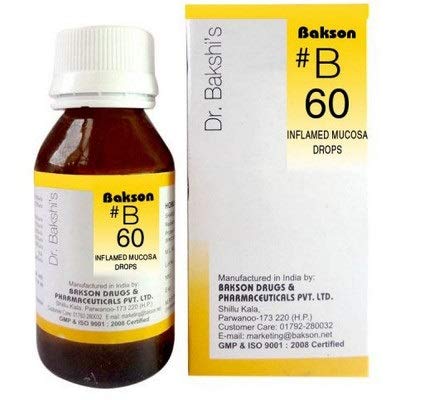 Bakson B60 Inflammed Mucosa Drops (30ml) - Pack of 1 - By Natural & Herbal