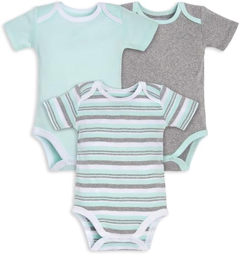 Image of Burt's Bees Baby Baby Bodysuits, 3-Pack Long & Short-Sleeve One-Pieces, 100% Organic Cotton